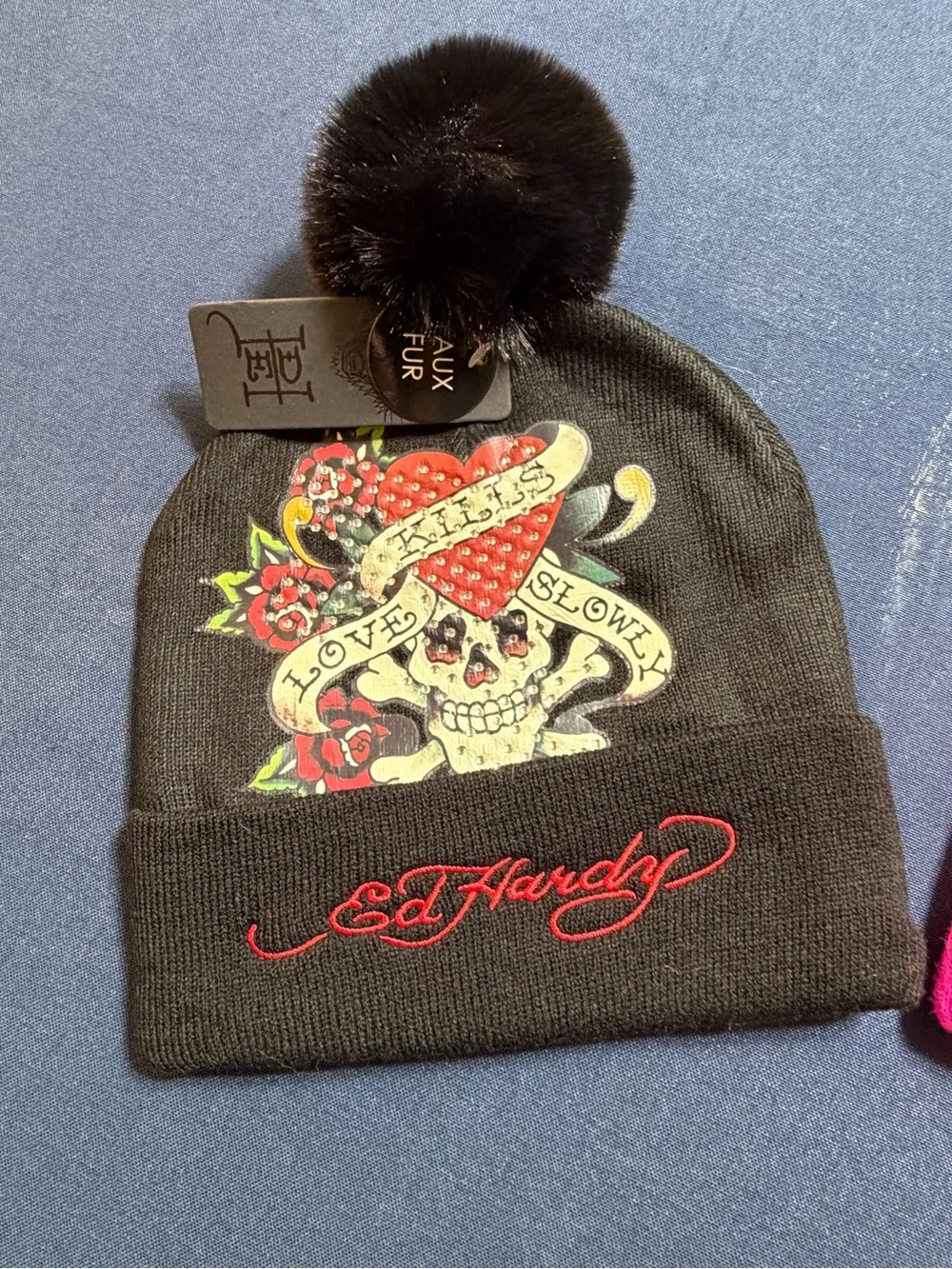 100% Acrylic NWT O/S Ed Hardy Pom Beanie-3 available at $20 each